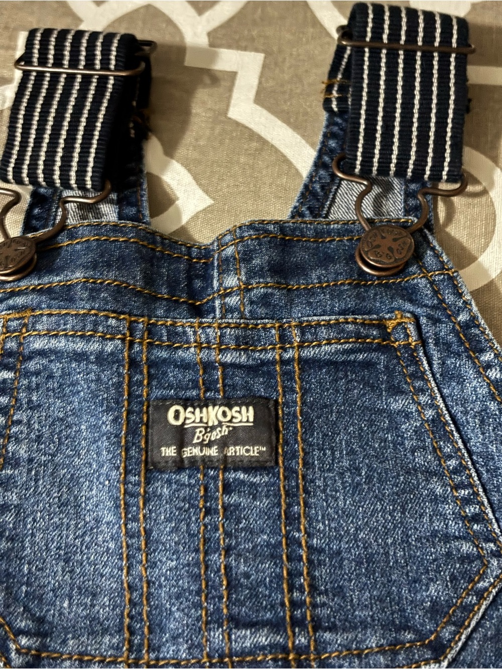 OshKosh B'gosh Adjustable Strap Denim Overalls in Dark Blue - Picture 3 of 5